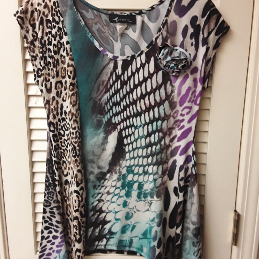 Cheetah SnakeSkin Grey Purple Blue Flowy Boho Top